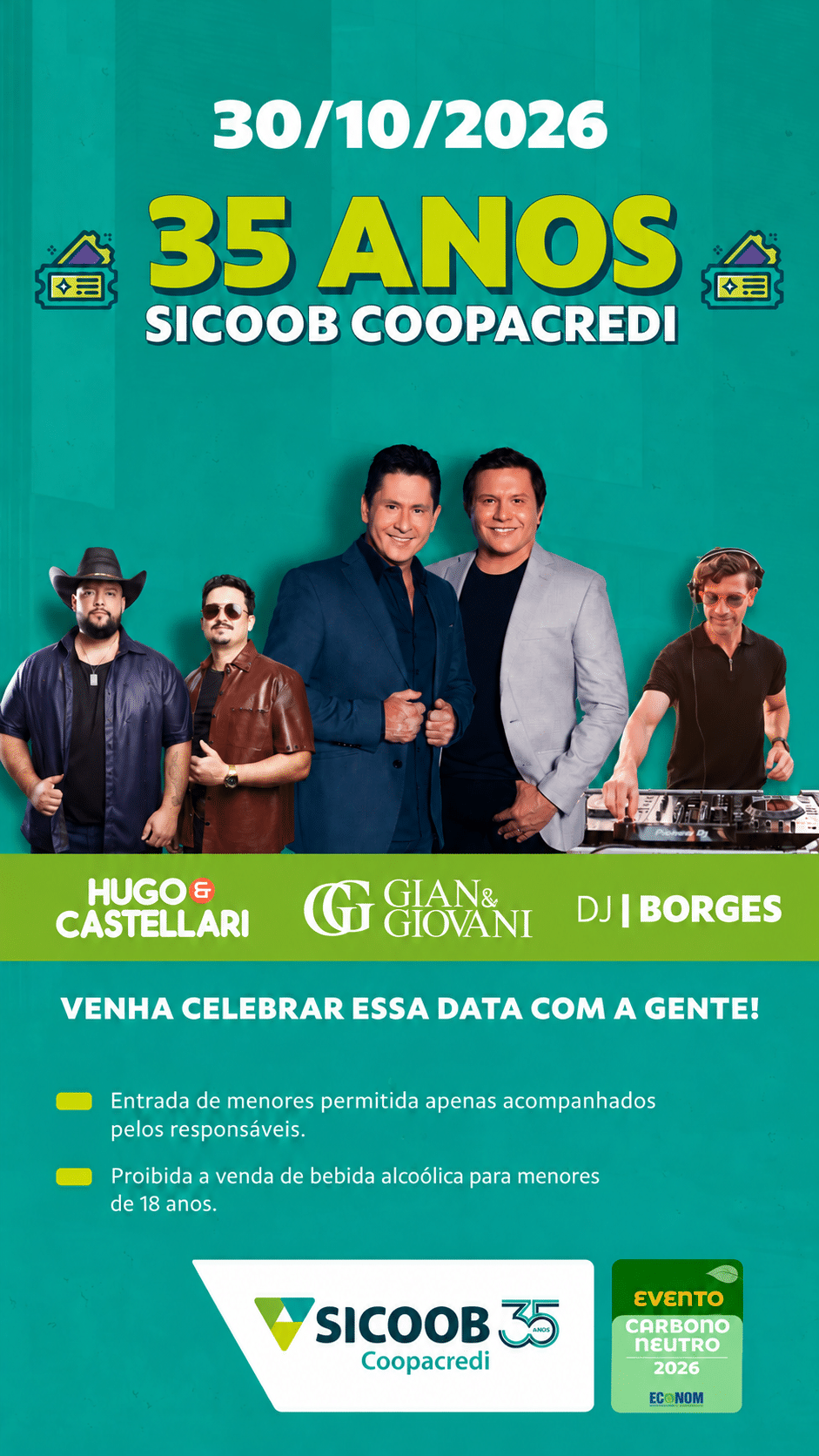 35 Anos Sicoob Coopacredi – Arena Cerrado – 30 de Outubro – Patrocínio/MG